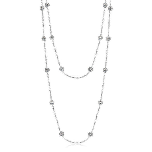 7 Kt Damen Yard Of Echt Diamants Halskette Lünette Milligrain Long