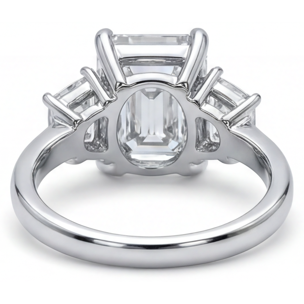 7 ct 3-Stein-Smaragd-Echt Aus der Erde Abgebauter Natürlicher Diamantring