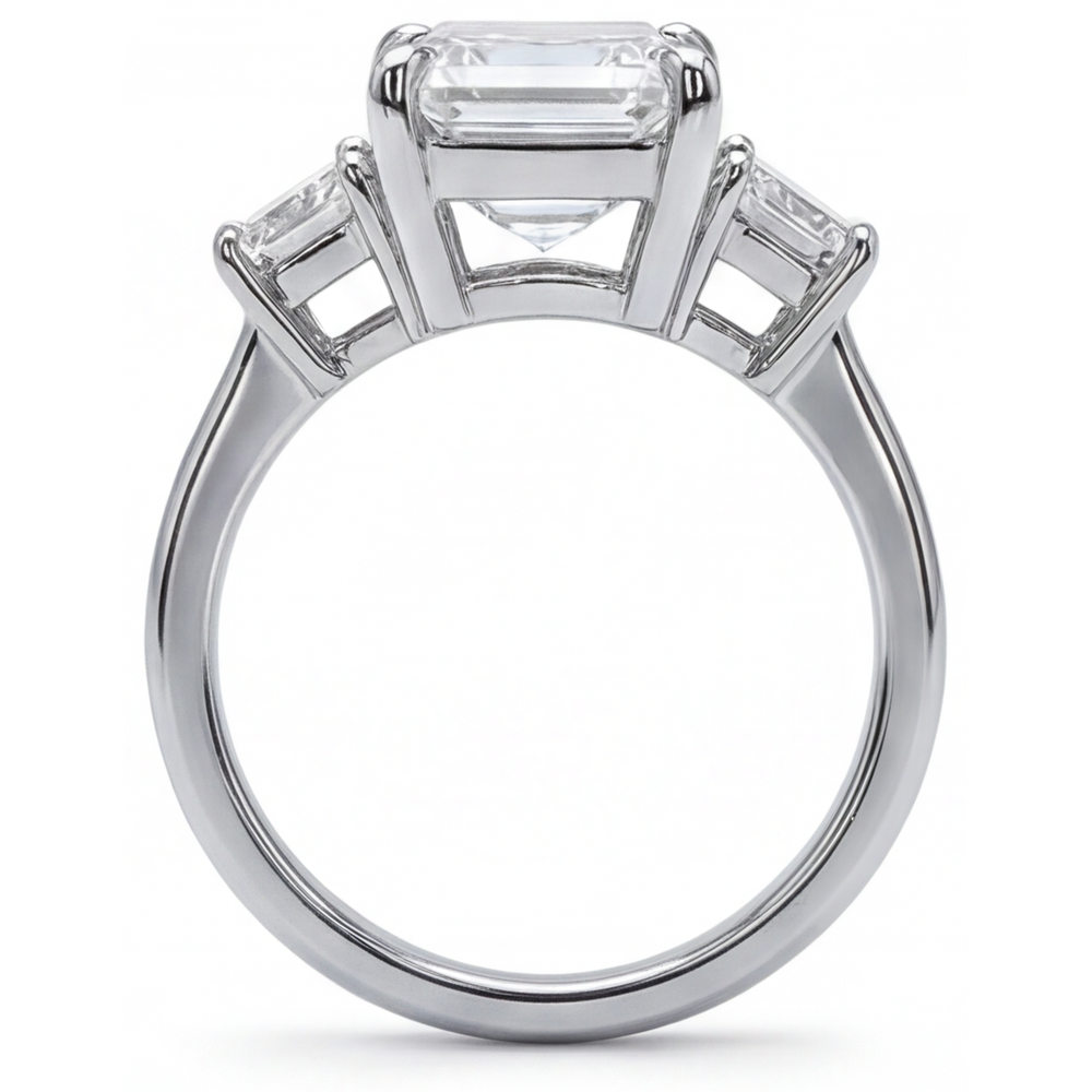 7 ct 3-Stein-Smaragd-Echt Aus der Erde Abgebauter Natürlicher Diamantring
