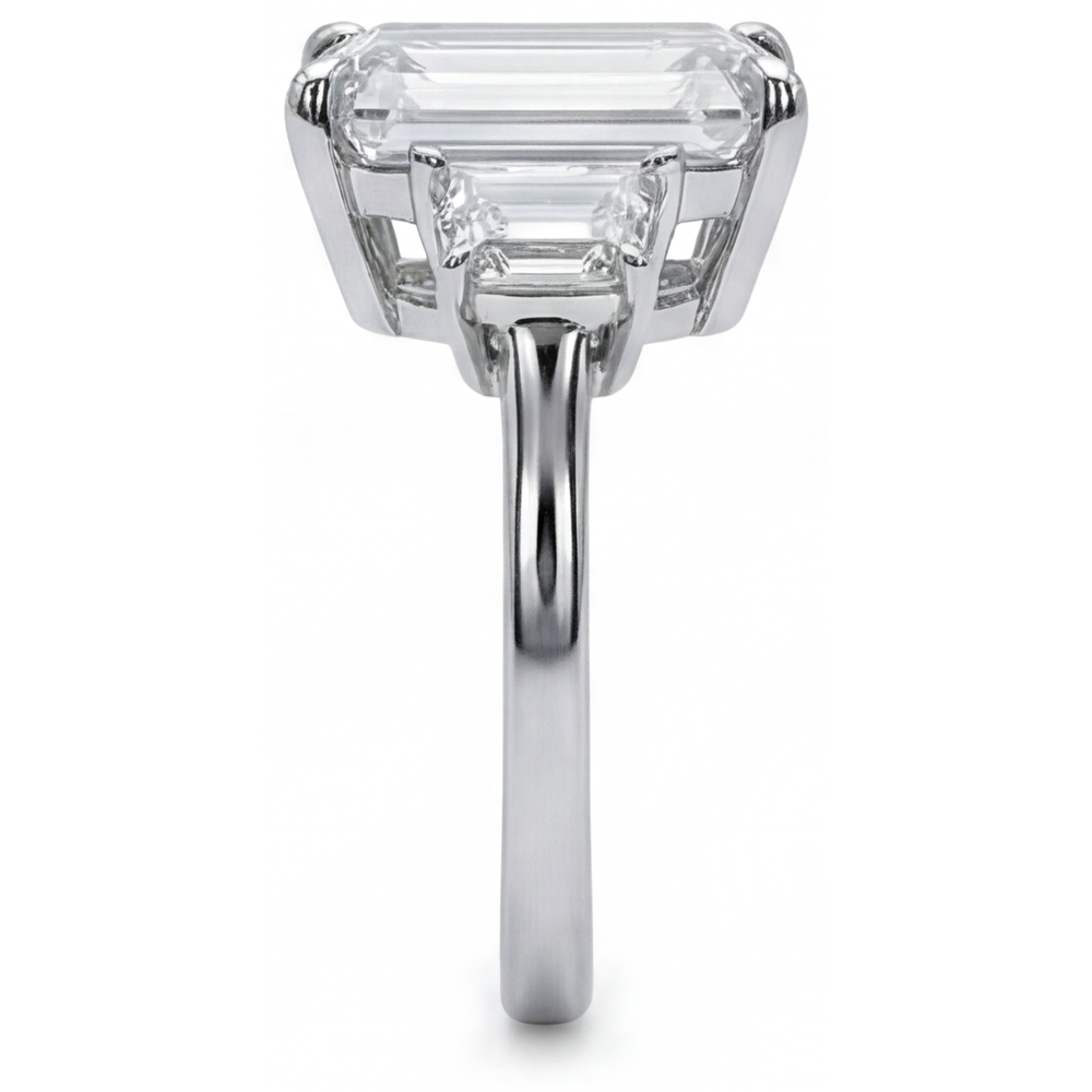 7 ct 3-Stein-Smaragd-Echt Aus der Erde Abgebauter Natürlicher Diamantring
