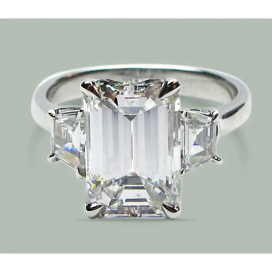7 ct 3-Stein-Smaragd-Echt Diamantring