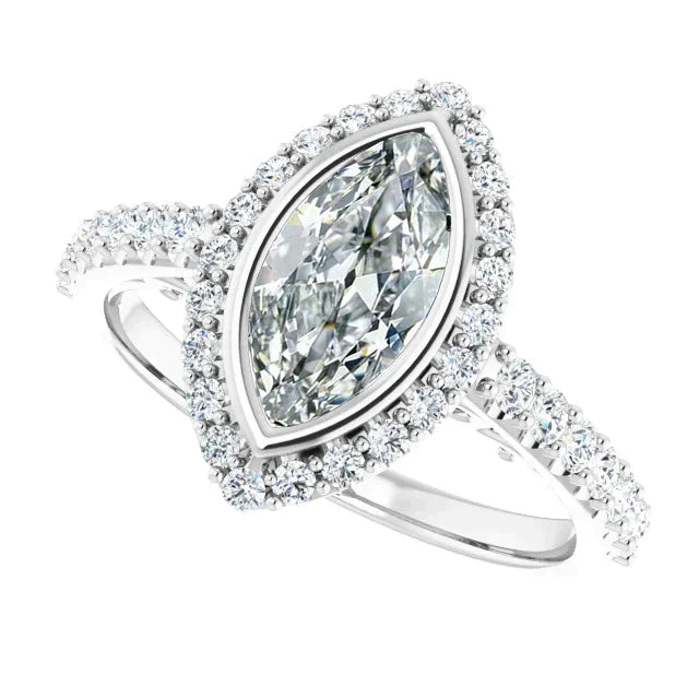7 ct Marquise-Echt Diamant-Halo-Ring