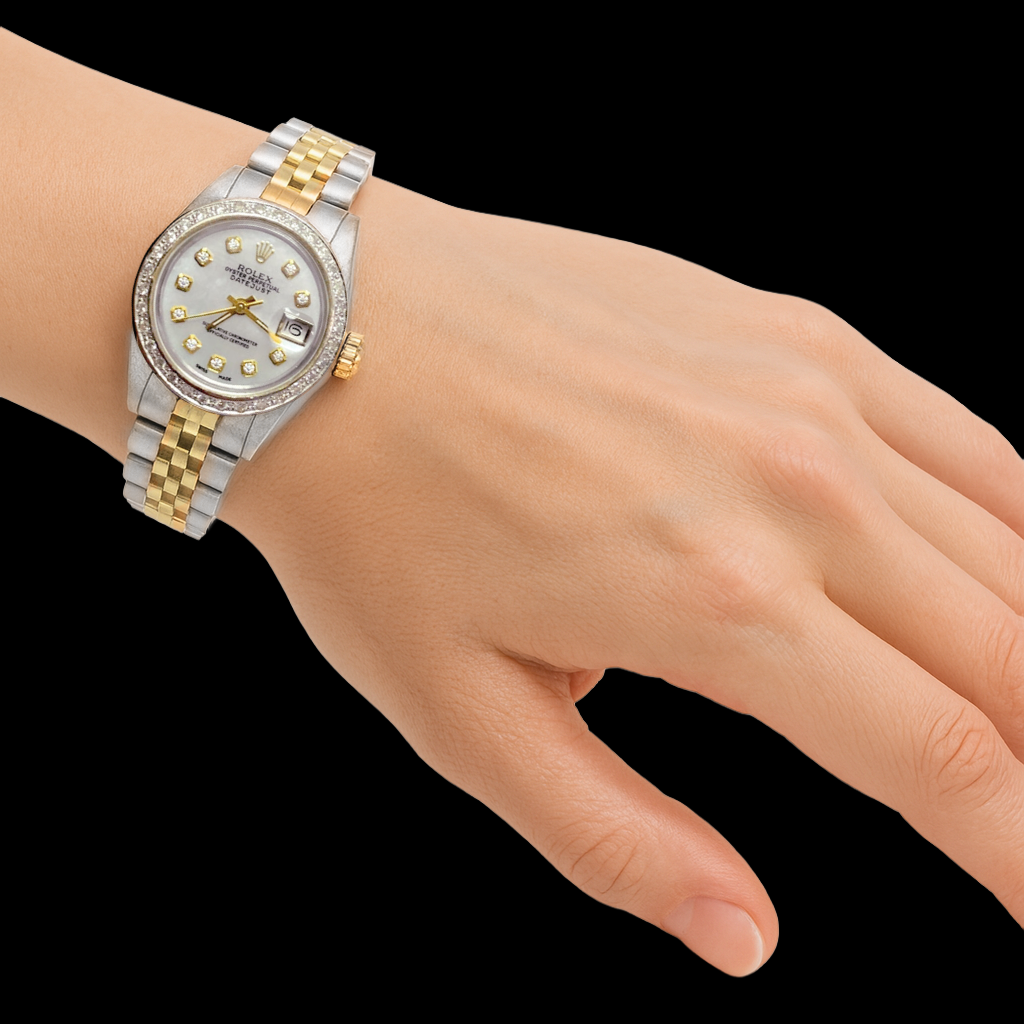 Rolex Date-just Damenuhr, 26 mm, 18K Gelbgold und Stahl