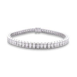 7,80 ct Kanalset Baguette Schliff Echt Aus der Erde Abgebauter Natürlicher Diamant Tennisarmband Weißgold