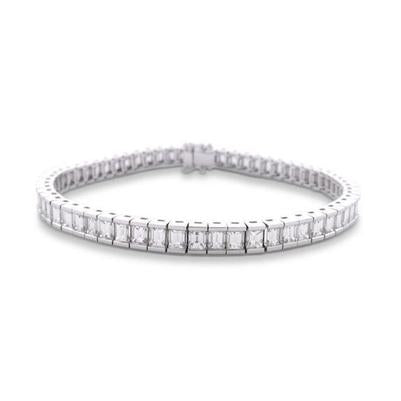 7,80 ct Kanalset Baguette Schliff Echt Diamant Tennisarmband Weißgold