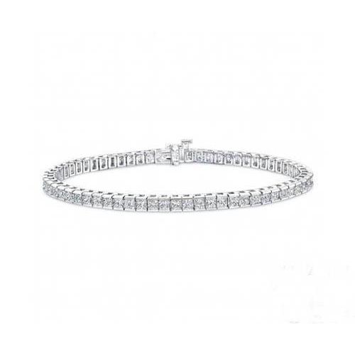 7.05 Kt. Prinzessin Krappenfassung Echt Diamant Tennisarmband Weißgold 14K