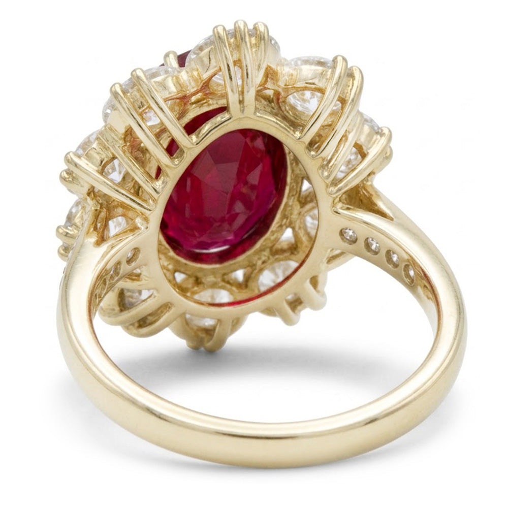 7,25 ct Krappen-Set Ovalschliff Granat und Aus der Erde Abgebauter Natürlicher Diamanten Verlobungsring