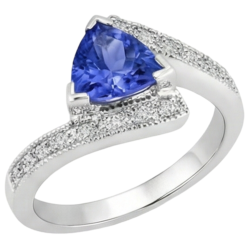 7,25 ct Solitär mit Akzent Tansanit mit Aus der Erde Abgebauter Natürlicher Diamanten Ring 14K Gold