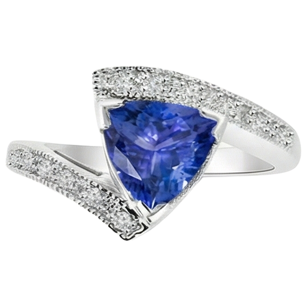 7,25 ct Solitär mit Akzent Tansanit mit Aus der Erde Abgebauter Natürlicher Diamanten Ring 14K Gold