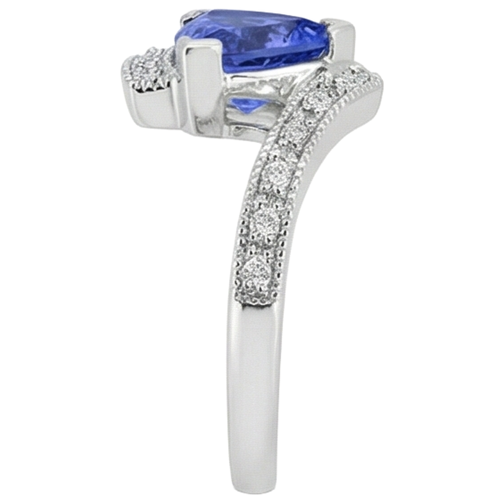 7,25 ct Solitär mit Akzent Tansanit mit Aus der Erde Abgebauter Natürlicher Diamanten Ring 14K Gold