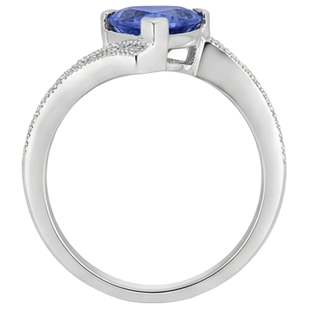 7,25 ct Solitär mit Akzent Tansanit mit Aus der Erde Abgebauter Natürlicher Diamanten Ring 14K Gold