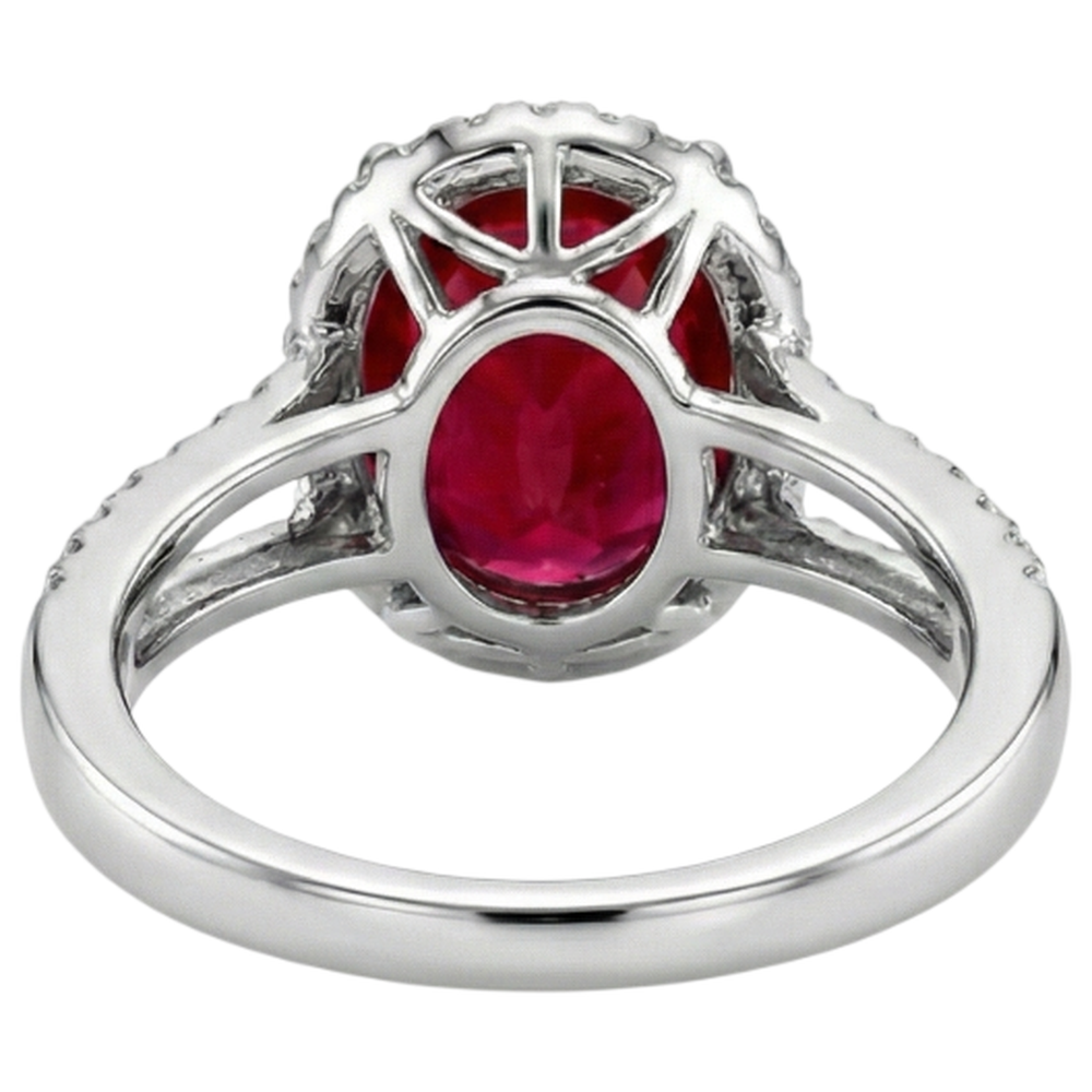 echter oval rubin 7.50Karat ring Profilansicht