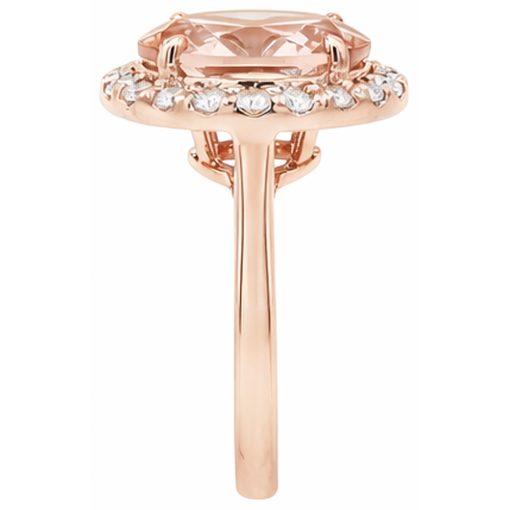 8.10 Kt Morganit Fancy Ring mit Aus der Erde Abgebauter Natürlicher Diamanten Roségold 14K