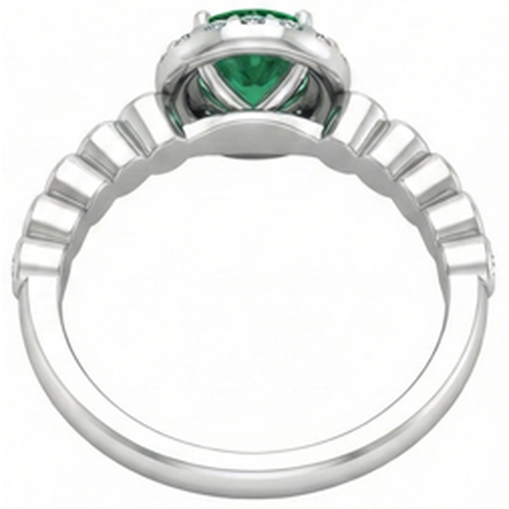 echter round smaragd 8.15Karat ring mit Diamantbesatz