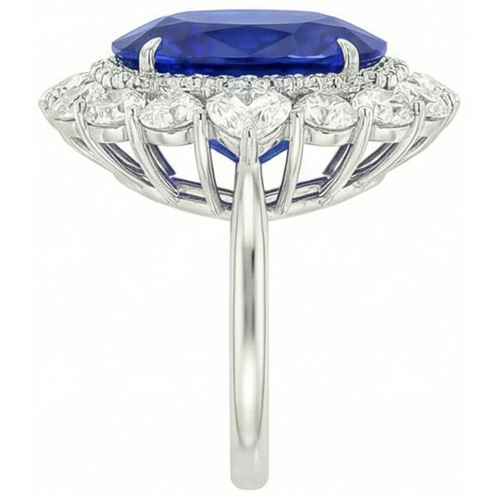 echter oval diamant 8.50Karat ring Profilansicht