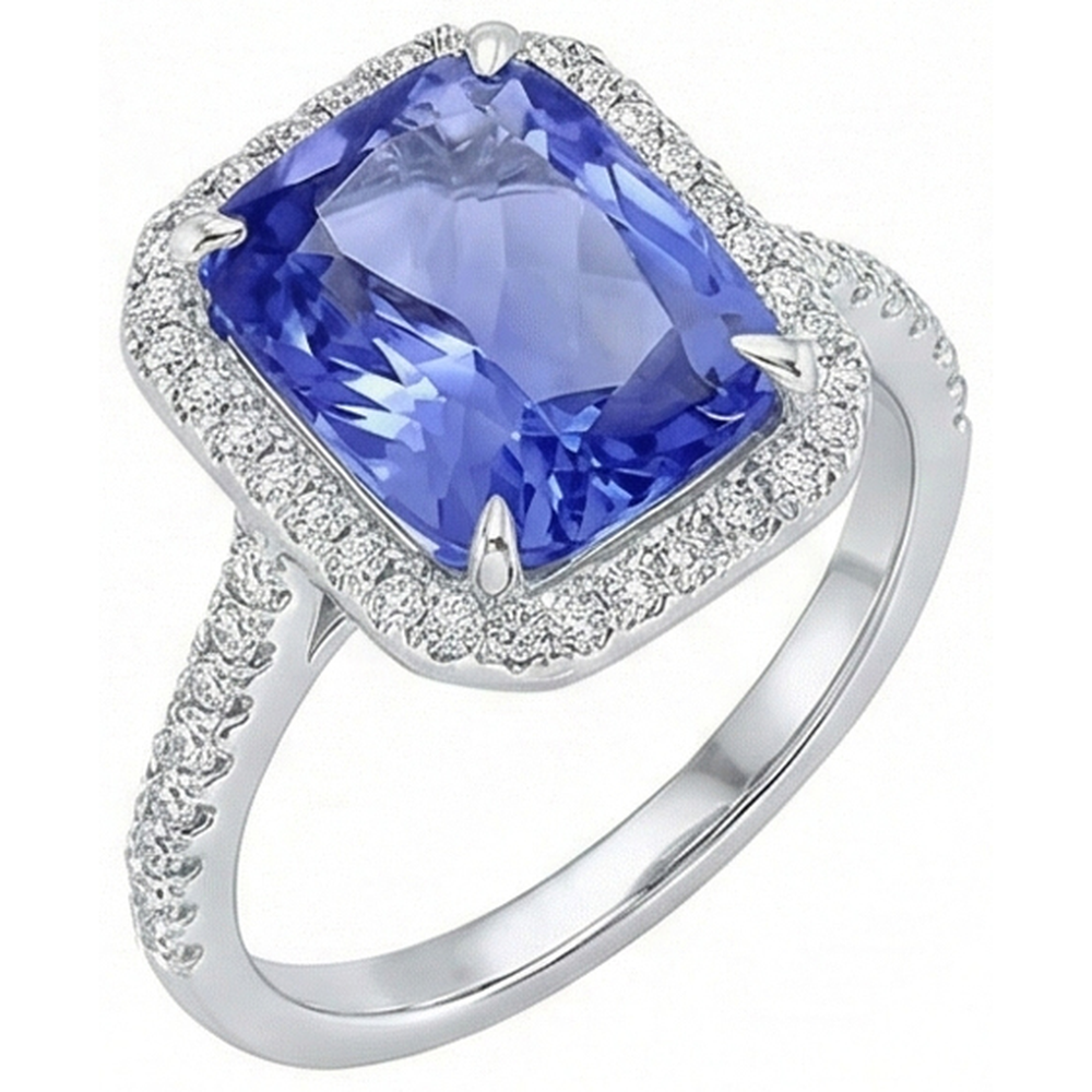 8.81 ct. Strahlender Verlobungsring mit Saphir und Aus der Erde Abgebauter Natürlicher Diamanten aus Ceylon