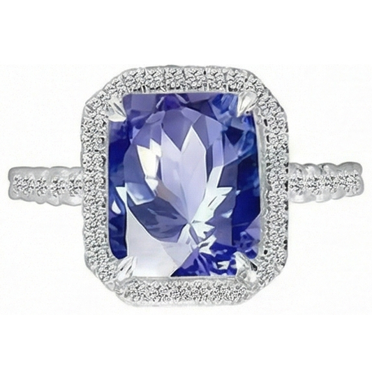 8.81 ct. Strahlender Verlobungsring mit Saphir und Aus der Erde Abgebauter Natürlicher Diamanten aus Ceylon