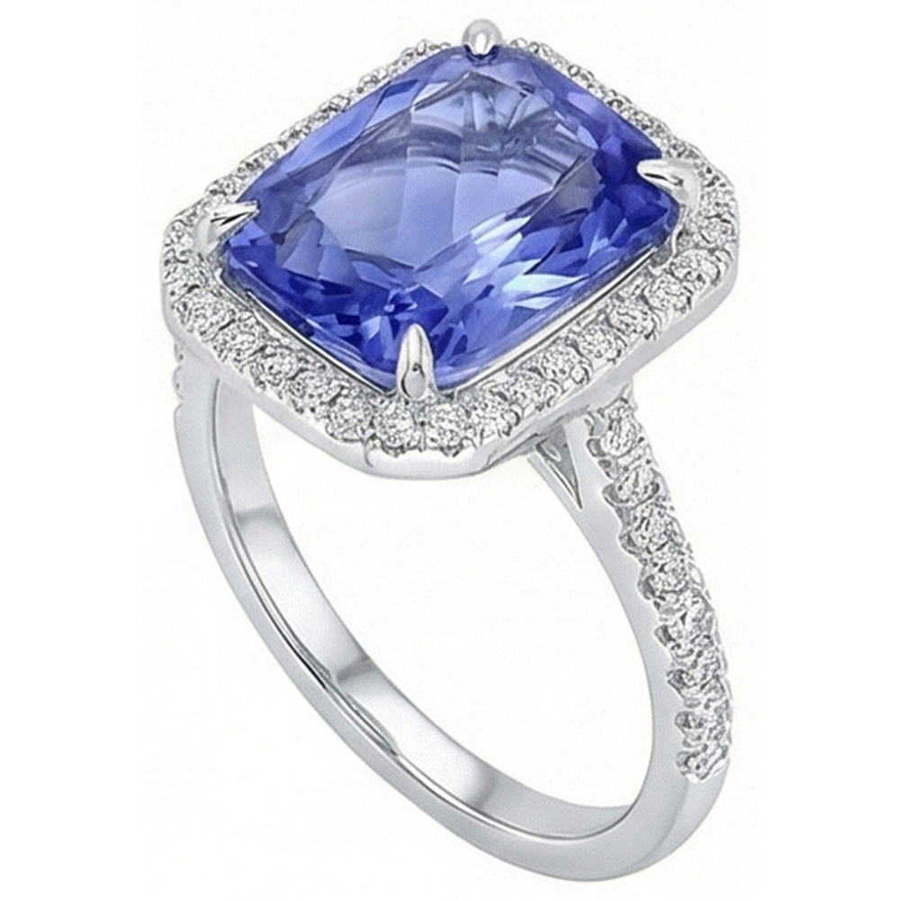 8.81 ct. Strahlender Verlobungsring mit Saphir und Aus der Erde Abgebauter Natürlicher Diamanten aus Ceylon