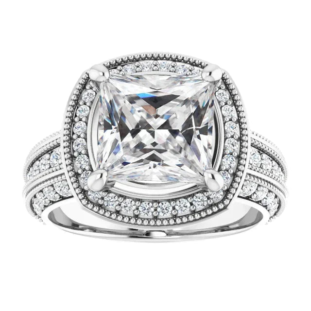 8 Carat Halo-Prinzessin-Natürliche Diamant-Ehering
