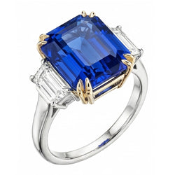 8 Carat blauer Saphir- und Aus der Erde Abgebauter Natürlicher Diamantring
