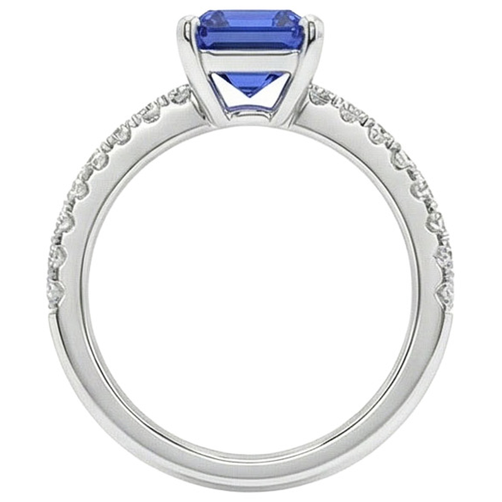 8 Carat blauer Saphirring mit Aus der Erde Abgebauter Natürlicher Diamanten
