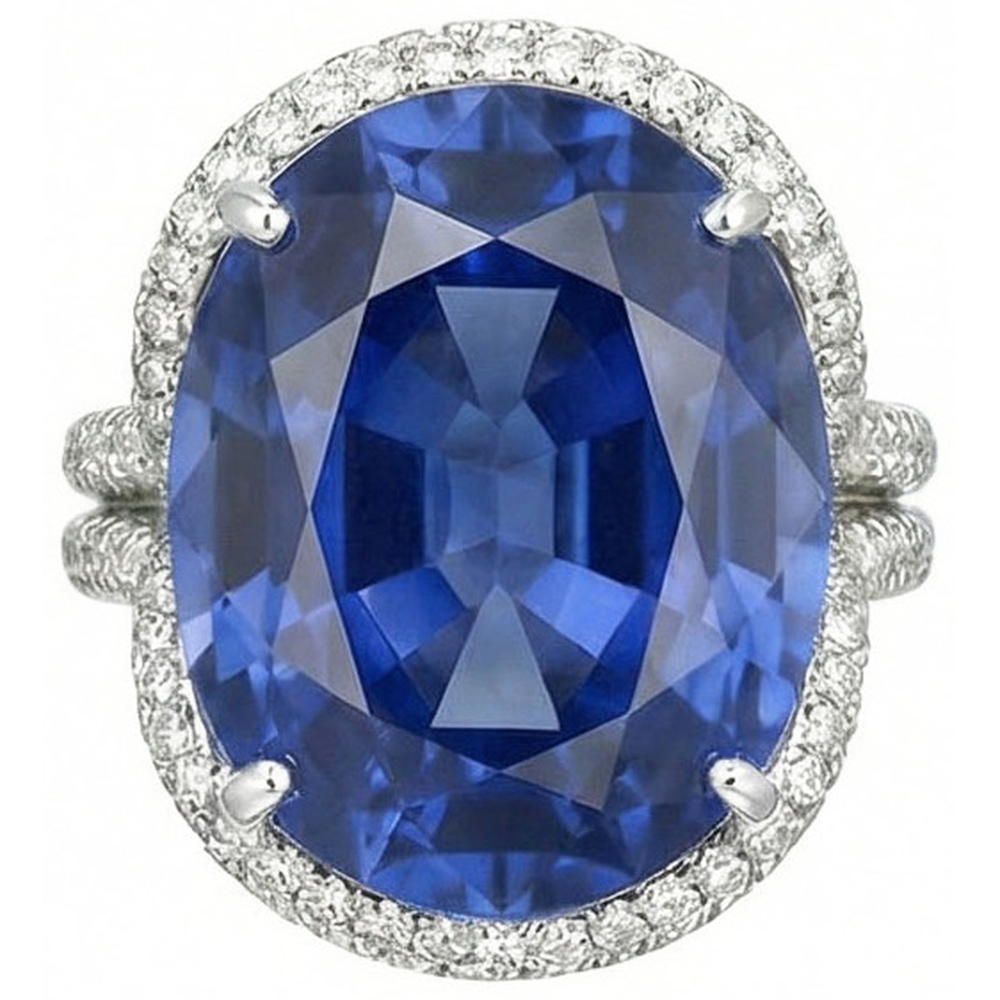 8 Ct ovaler Saphir-Aus der Erde Abgebauter Natürlicher Diamantring