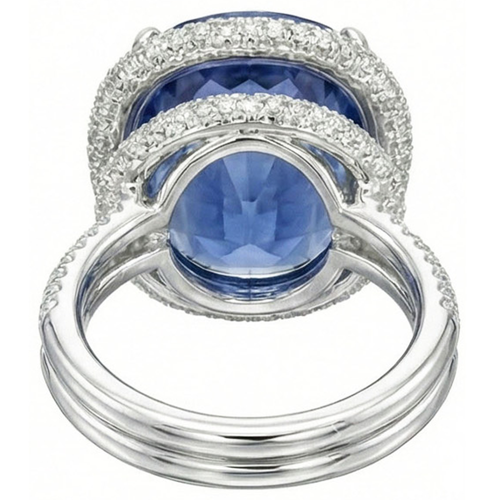 8 Ct ovaler Saphir-Aus der Erde Abgebauter Natürlicher Diamantring