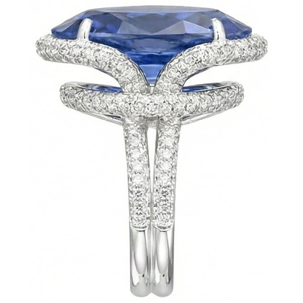 8 Ct ovaler Saphir-Aus der Erde Abgebauter Natürlicher Diamantring