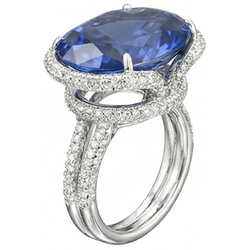 8 Ct ovaler Saphir-Aus der Erde Abgebauter Natürlicher Diamantring