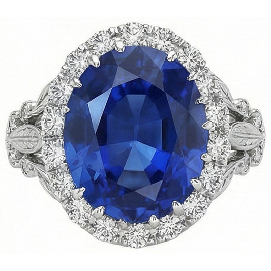 8 Karat Halo-Saphir-Verlobungsring für Damen