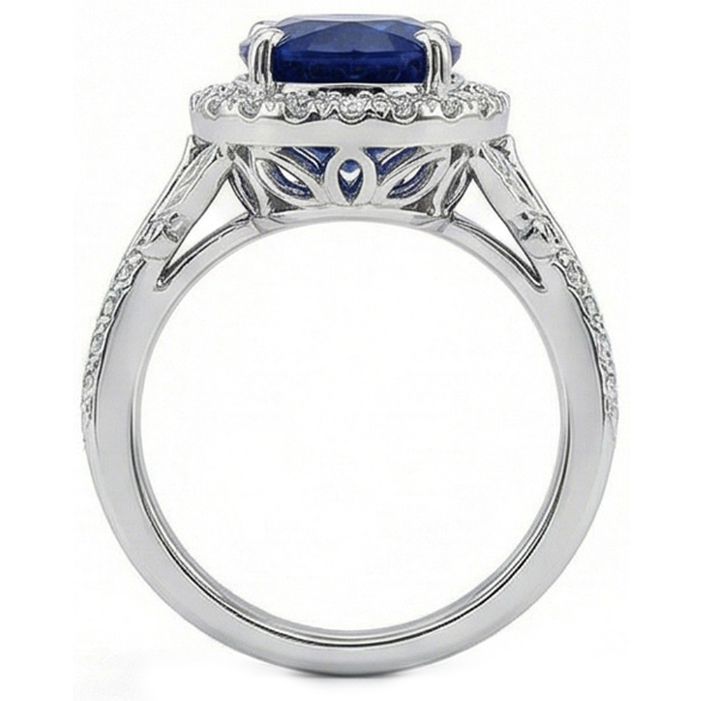 8 Karat Halo-Saphir-Verlobungsring für Damen