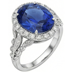 8 Karat Halo-Saphir-Verlobungsring für Damen