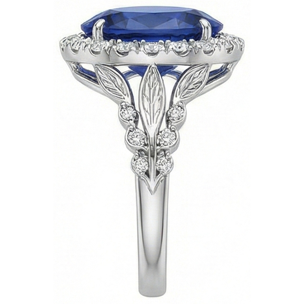 8 Karat Halo-Saphir-Verlobungsring für Damen