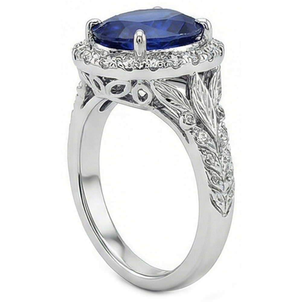 8 Karat Halo-Saphir-Verlobungsring für Damen