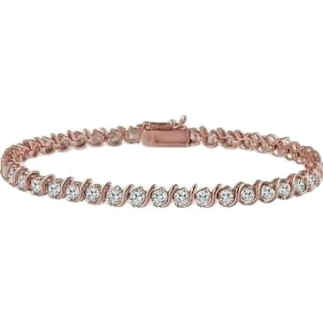 8 Karat Rundschliff funkelnde Echt Diamanten Armband Gold Rose 14K