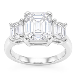 8 Karat Smaragd Echt Aus der Erde Abgebauter Natürlicher Diamanten Drei Stein Ring Weißgold 14K Neu