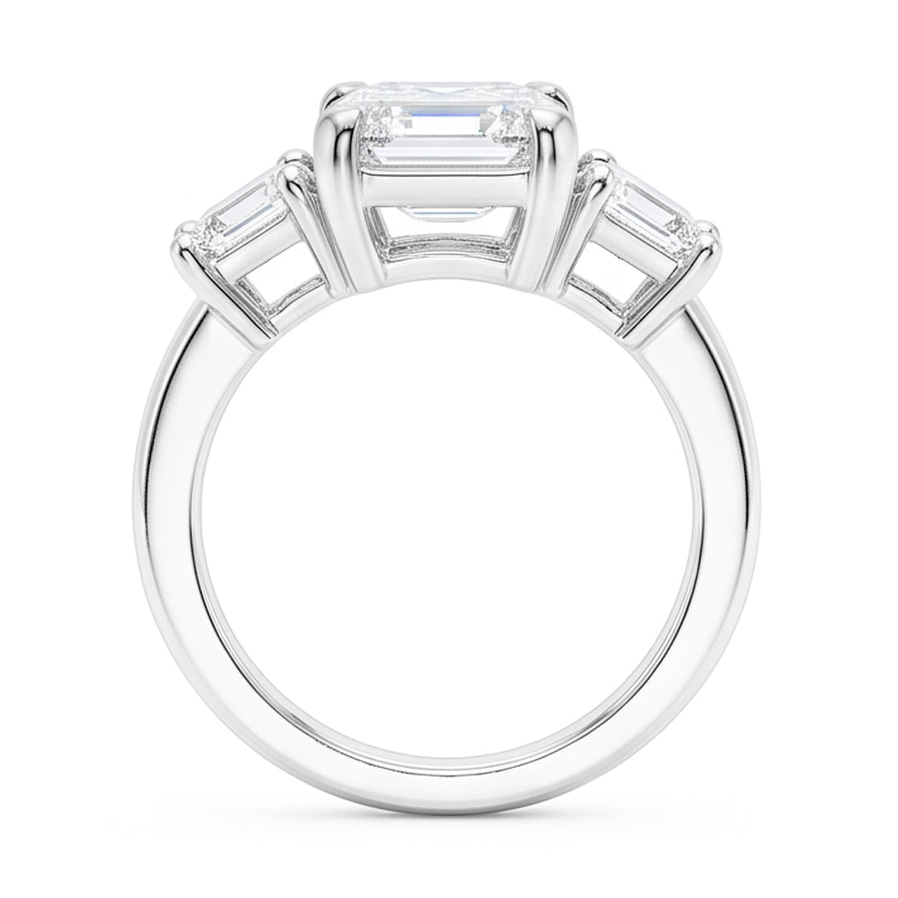 8 Karat Smaragd Echt Aus der Erde Abgebauter Natürlicher Diamanten Drei Stein Ring Weißgold 14K Neu