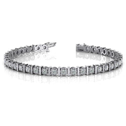 8 Karat Zackenset Rundschliff Echt Aus der Erde Abgebauter Natürlicher Diamanten Tennisarmband Gold Weiß 14K