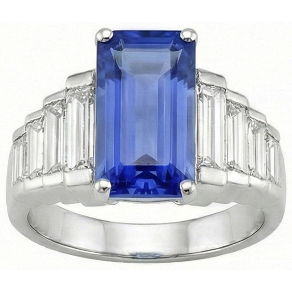 8 Karat srilankischer Saphir-Aus der Erde Abgebauter Natürlicher Diamant-Ring Weißgold 14K