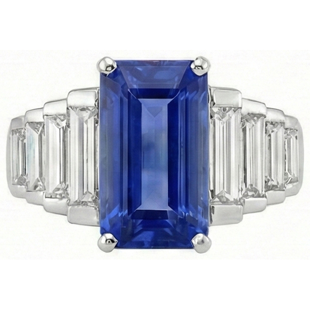 8 Karat srilankischer Saphir-Aus der Erde Abgebauter Natürlicher Diamant-Ring Weißgold 14K