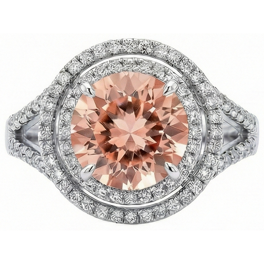 8 Kt. Morganit Halo Aus der Erde Abgebauter Natürlicher Diamants Ring Weißgold 14K Neu