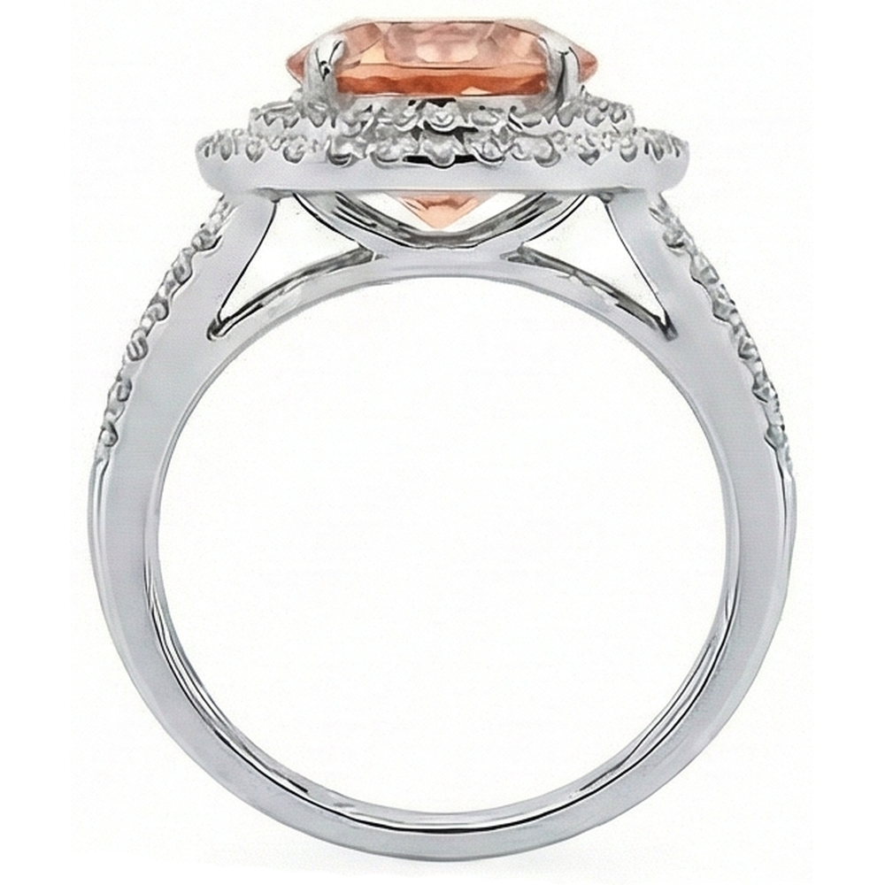 8 Kt. Morganit Halo Aus der Erde Abgebauter Natürlicher Diamants Ring Weißgold 14K Neu
