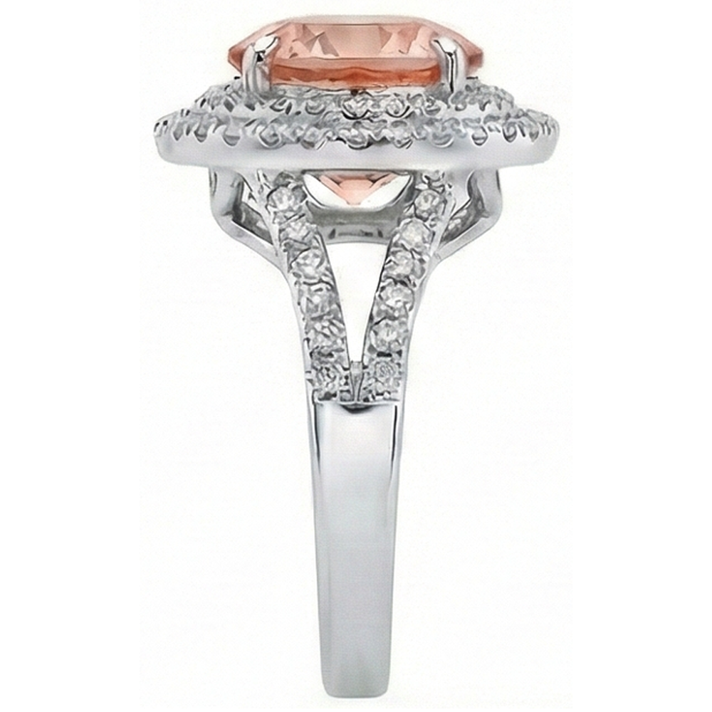 8 Kt. Morganit Halo Aus der Erde Abgebauter Natürlicher Diamants Ring Weißgold 14K Neu