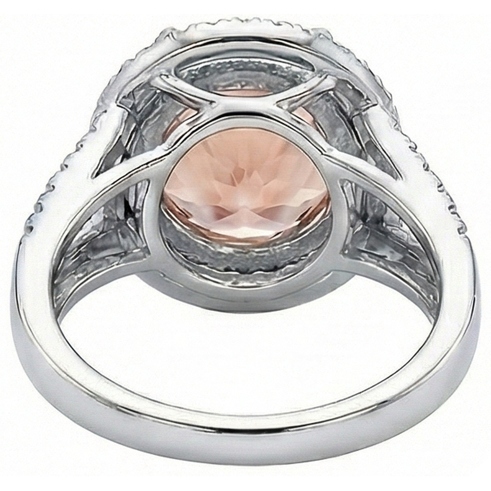 8 Kt. Morganit Halo Aus der Erde Abgebauter Natürlicher Diamants Ring Weißgold 14K Neu