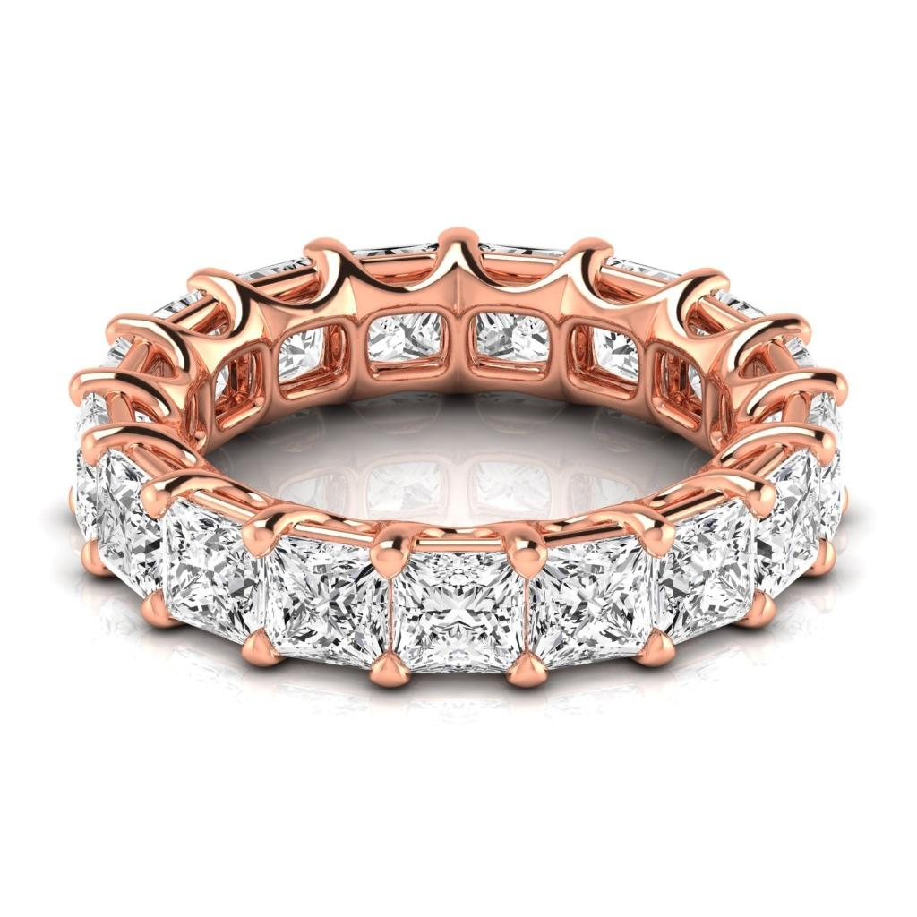 Edler Diamant Prinzess Eternity Band in 14K Roségold – Frontansicht