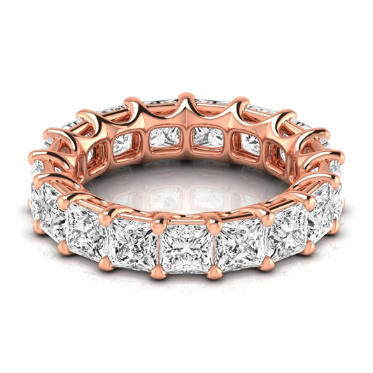 Edler Diamant Prinzess Eternity Band in 14K Roségold – Frontansicht