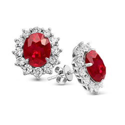 14K Weißgold VVS Reinheit Taubenblut-Rubin Gemstone Earring 8,50