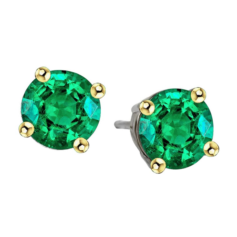 Rund-Brillant Edler Smaragd Ring in 14 Karat Zweifarbig Gold – Hauptansicht