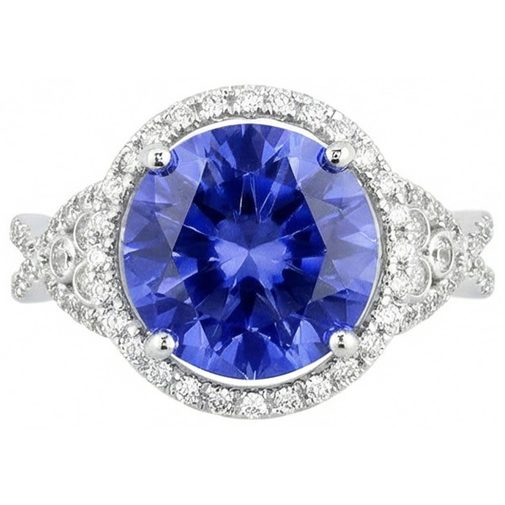 echter round diamant 8.01Karat ring Vorderansicht