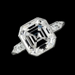 8,25 Karat großer Asscher-Ehering mit echtem Aus der Erde Abgebauter Natürlicher Diamanten